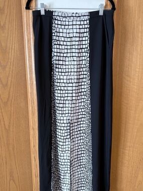 BCBGMaxAzria Black Maxi Skirt with White Grid Panel